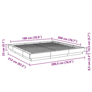 Bettgestell mit LED Betongrau 180x200 cm