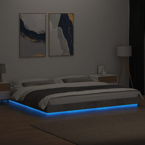 Bettgestell mit LED Betongrau 180x200 cm