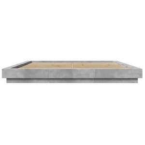 Bettgestell mit LED Betongrau 180x200 cm