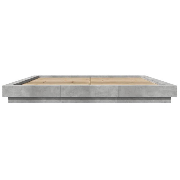 Bettgestell mit LED Betongrau 180x200 cm