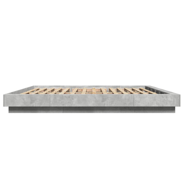 Bettgestell mit LED Betongrau 180x200 cm