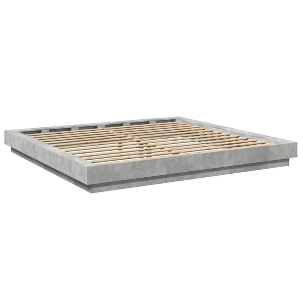 Bettgestell mit LED Betongrau 180x200 cm