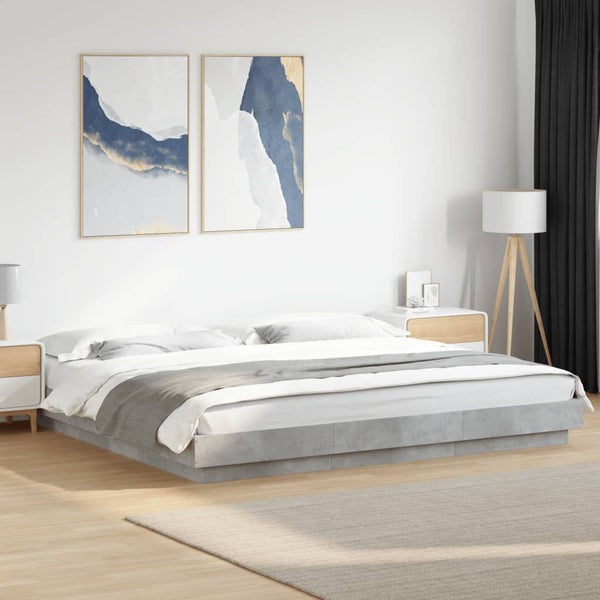 Bettgestell mit LED Betongrau 180x200 cm