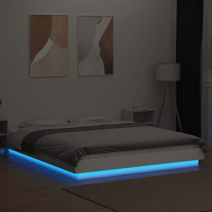 Bettgestell mit LED Weiß 160x200 cm