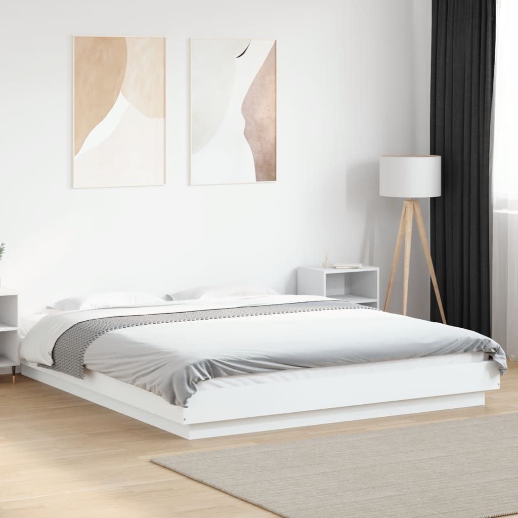 Bettgestell mit LED Weiß 160x200 cm