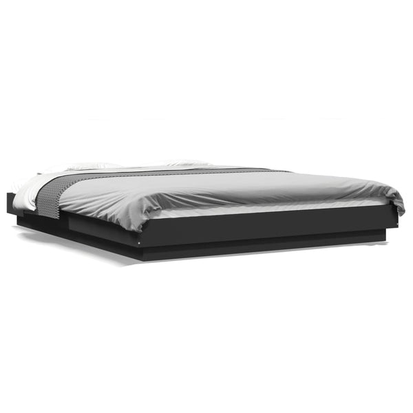 Bettgestell mit LED Schwarz 160x200 cm