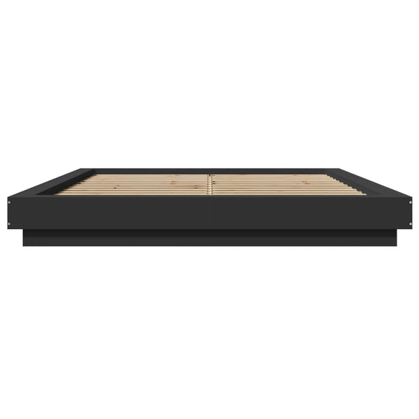 Bettgestell mit LED Schwarz 160x200 cm