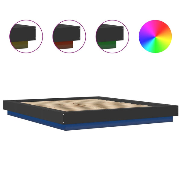Bettgestell mit LED Schwarz 160x200 cm