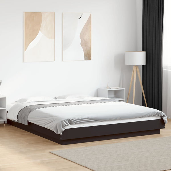 Bettgestell mit LED Schwarz 160x200 cm