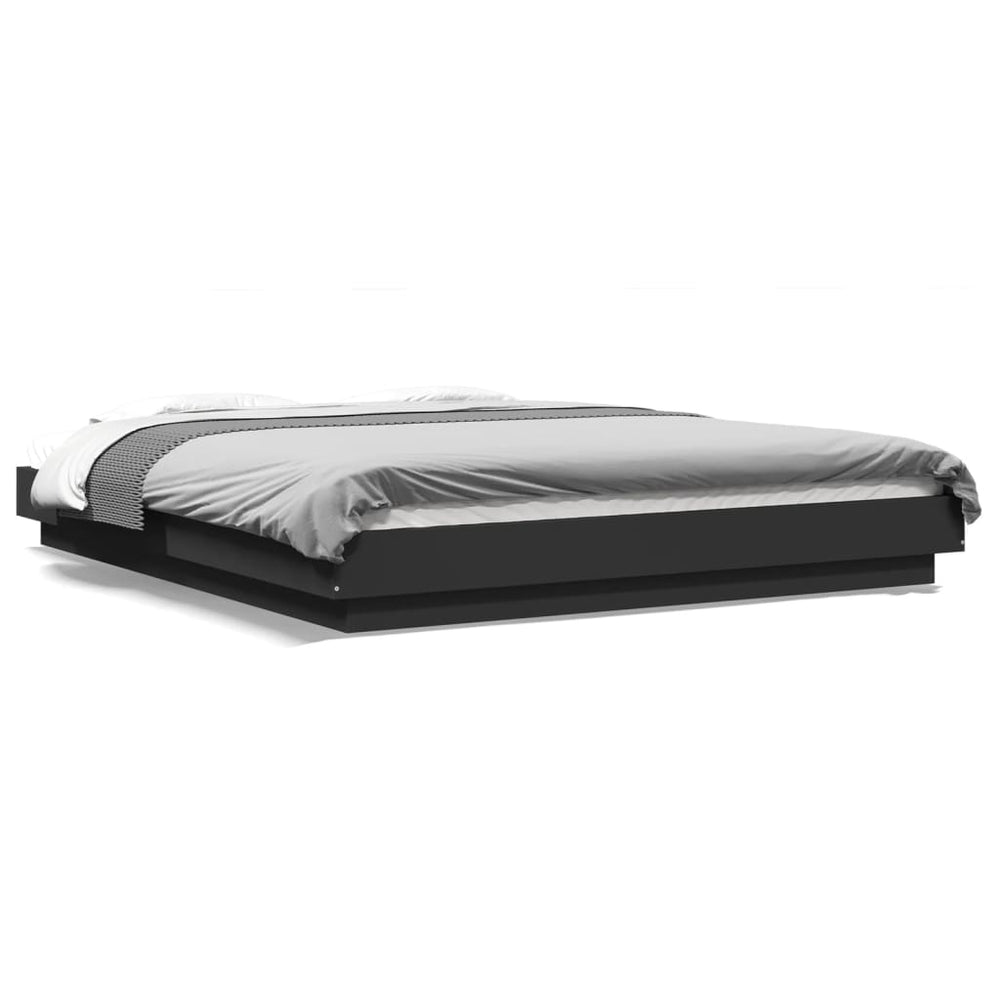 Bettgestell mit LED Schwarz 150x200 cm