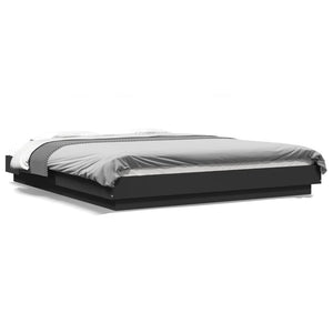 Bettgestell mit LED Schwarz 150x200 cm