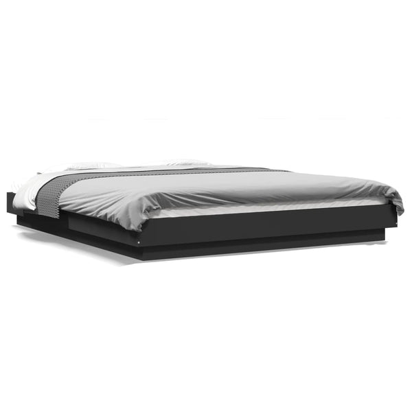 Bettgestell mit LED Schwarz 150x200 cm