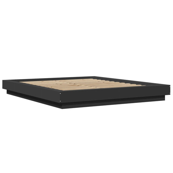 Bettgestell mit LED Schwarz 150x200 cm