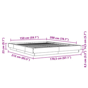 Bettgestell mit LED Schwarz 150x200 cm
