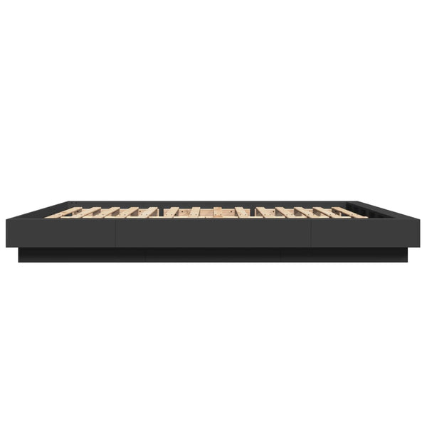 Bettgestell mit LED Schwarz 150x200 cm