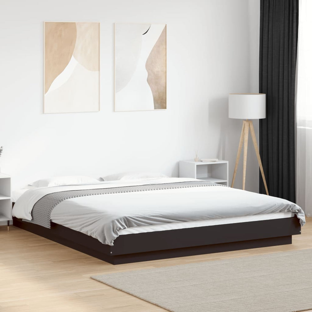 Bettgestell mit LED Schwarz 150x200 cm