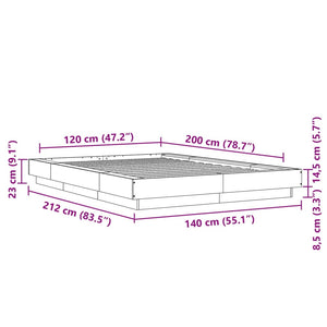 Bettgestell mit LED Weiß 120x200 cm