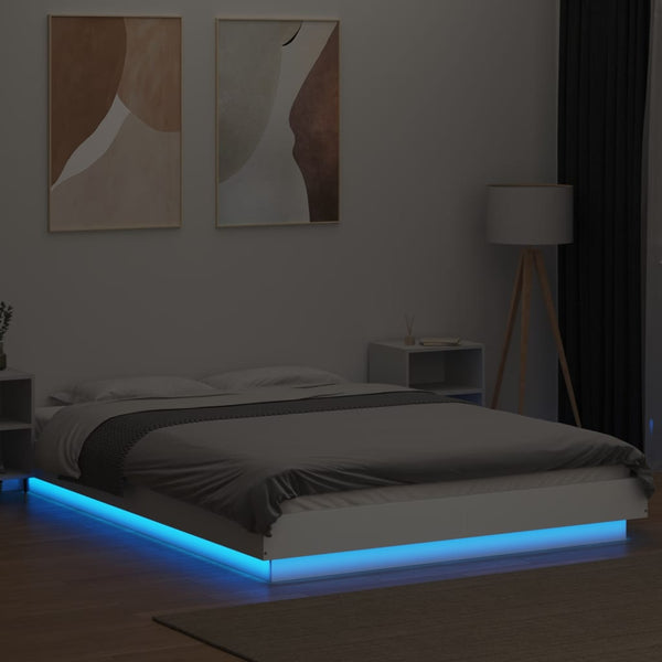 Bettgestell mit LED Weiß 120x200 cm