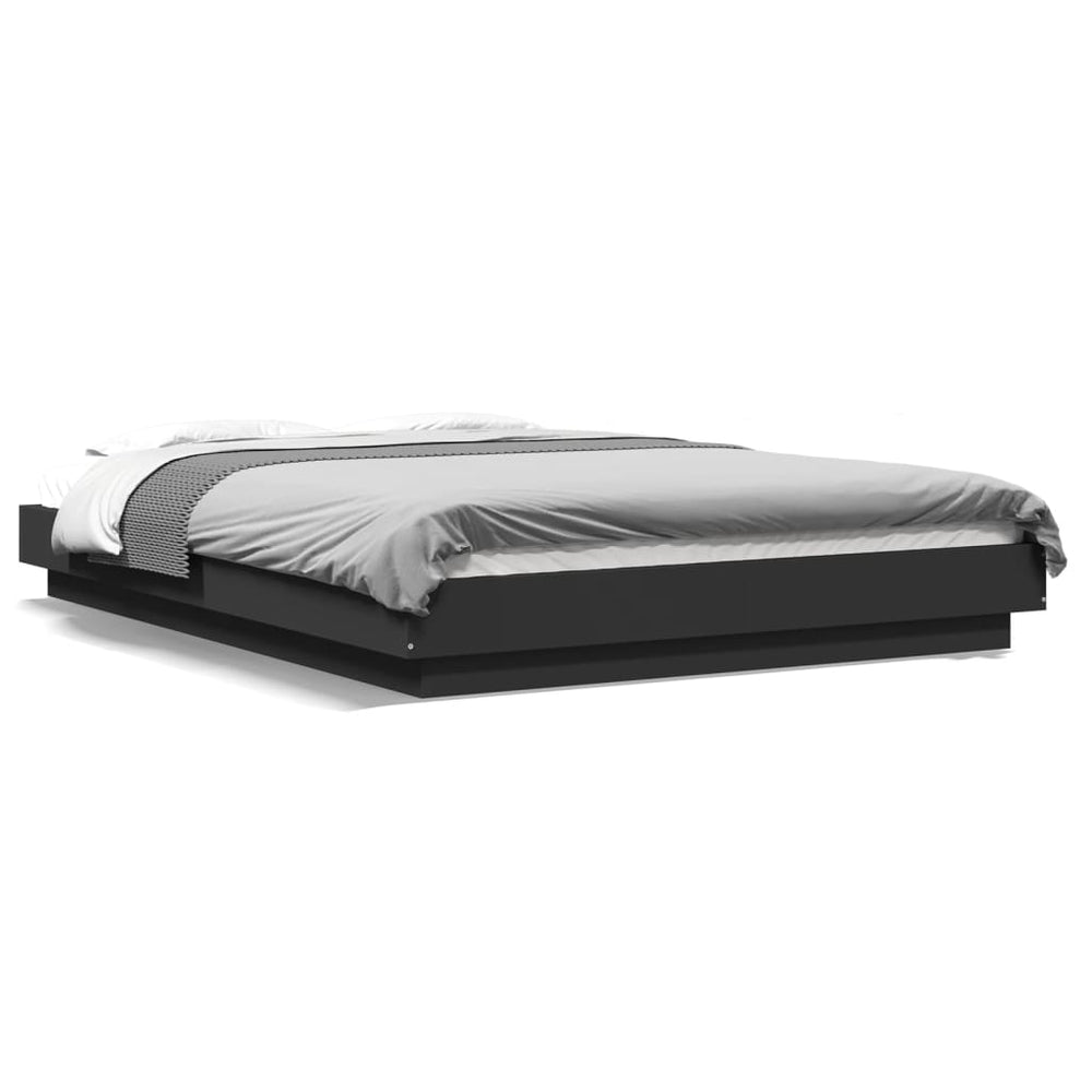 Bettgestell mit LED Schwarz 120x200 cm