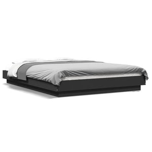 Bettgestell mit LED Schwarz 120x200 cm