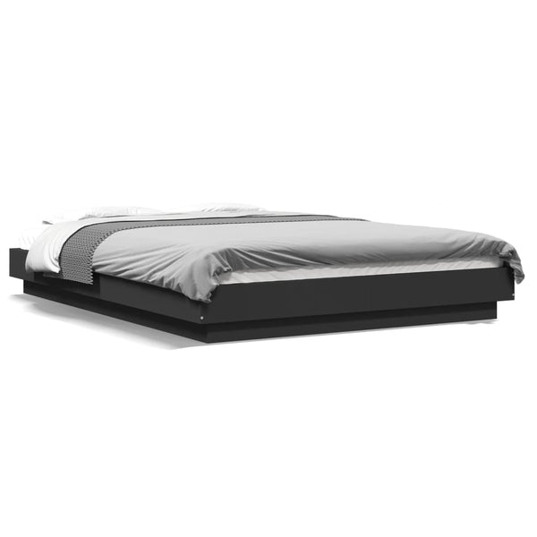 Bettgestell mit LED Schwarz 120x200 cm