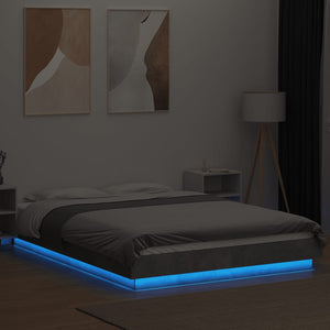 Bettgestell mit LED Betongrau 120x200 cm