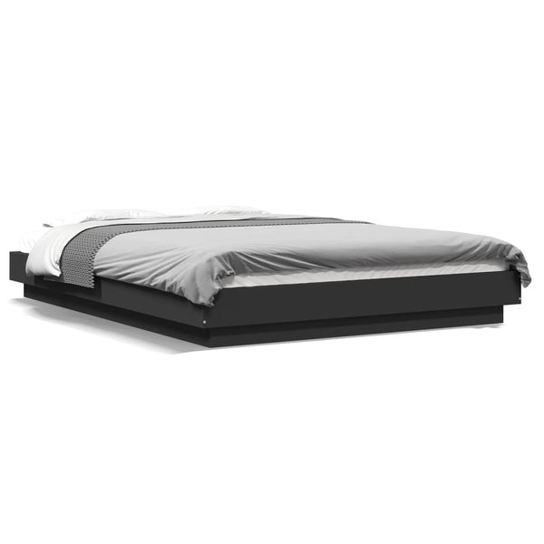 Bettgestell mit LED Schwarz 140x190 cm