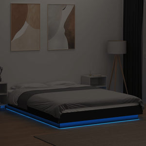 Bettgestell mit LED Schwarz 140x190 cm