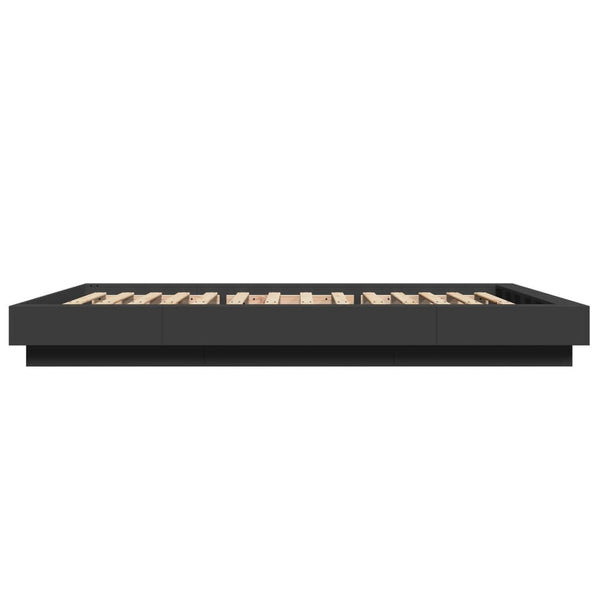 Bettgestell mit LED Schwarz 140x190 cm