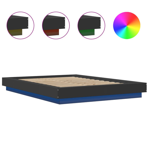 Bettgestell mit LED Schwarz 140x190 cm