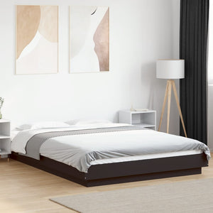 Bettgestell mit LED Schwarz 140x190 cm