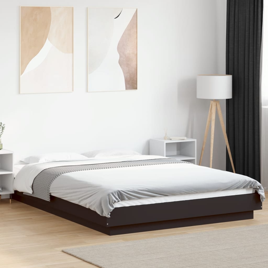 Bettgestell mit LED Schwarz 140x190 cm
