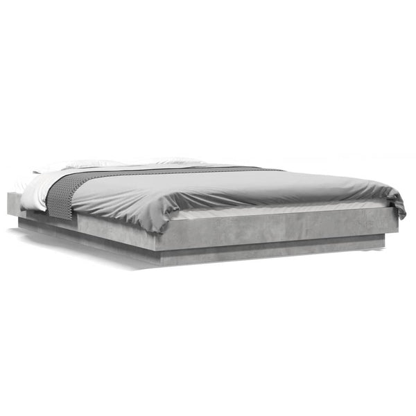 Bettgestell mit LED Betongrau 140x190 cm