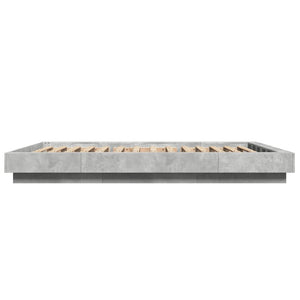 Bettgestell mit LED Betongrau 140x190 cm