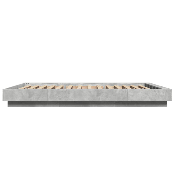 Bettgestell mit LED Betongrau 140x190 cm