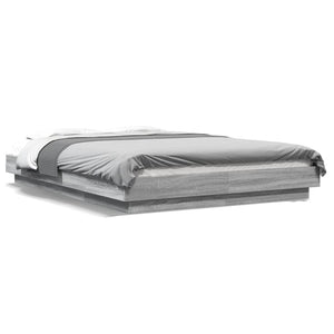 Bettgestell 140x190 cm mit LED Grau Sonoma