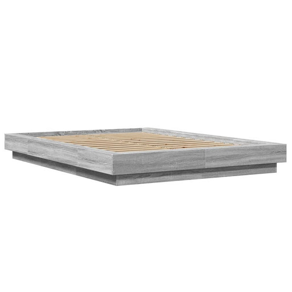 Bettgestell 140x190 cm mit LED Grau Sonoma