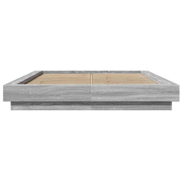 Bettgestell 140x190 cm mit LED Grau Sonoma