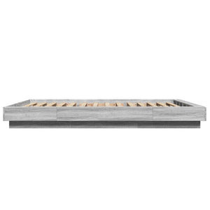 Bettgestell 140x190 cm mit LED Grau Sonoma