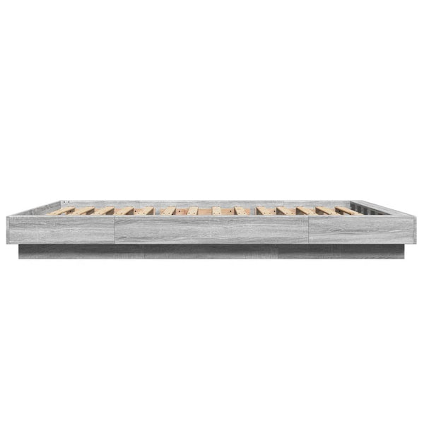 Bettgestell 140x190 cm mit LED Grau Sonoma