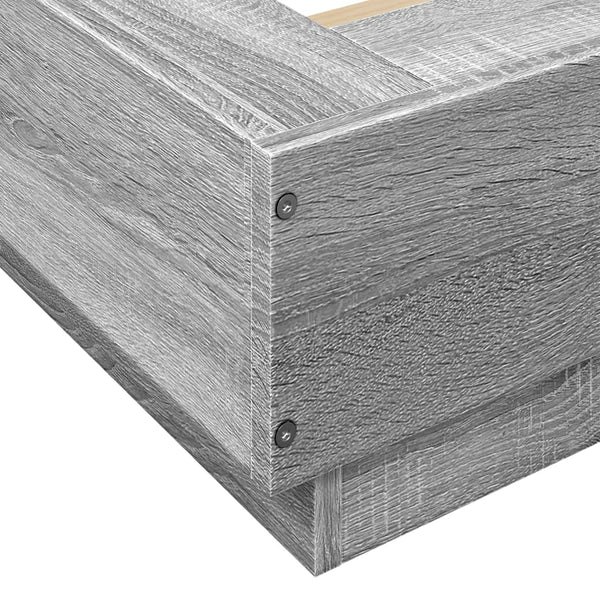 Bettgestell 140x190 cm mit LED Grau Sonoma