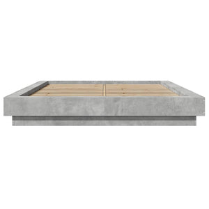 Bettgestell mit LED Betongrau 135x190 cm