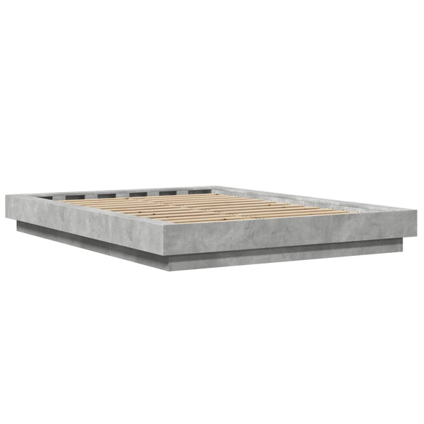 Bettgestell mit LED Betongrau 135x190 cm