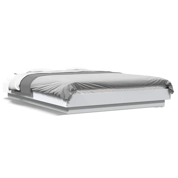 Bettgestell mit LED Weiß 120x190 cm