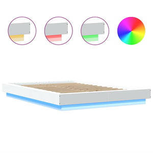 Bettgestell mit LED Weiß 120x190 cm