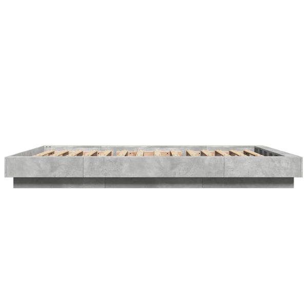 Bettgestell mit LED Betongrau 120x190 cm