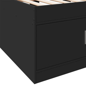 Schwarzes Tagesbett mit Schubladen 100x200 cm
