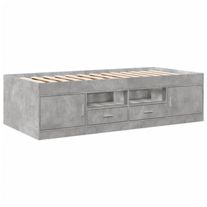 vidaXL Lit de jour avec tiroirs sans matelas Gris béton 100x200 cm