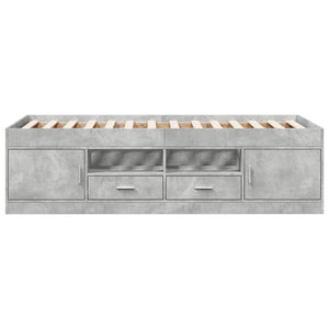 vidaXL Lit de jour avec tiroirs sans matelas Gris béton 100x200 cm