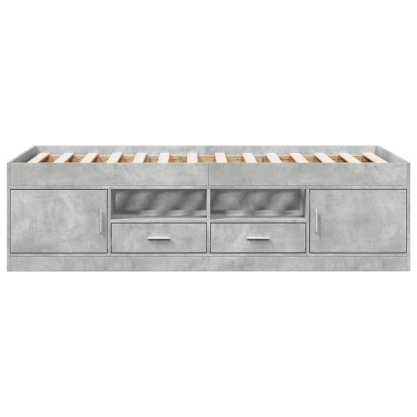vidaXL Lit de jour avec tiroirs sans matelas Gris béton 100x200 cm